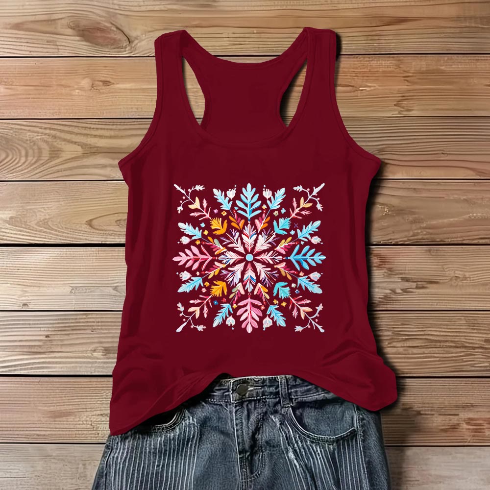 Olivenorma Colorful Mandala Flower Summer T-Shirts for Women Spiritual Tank - Red - 3XL - image 8