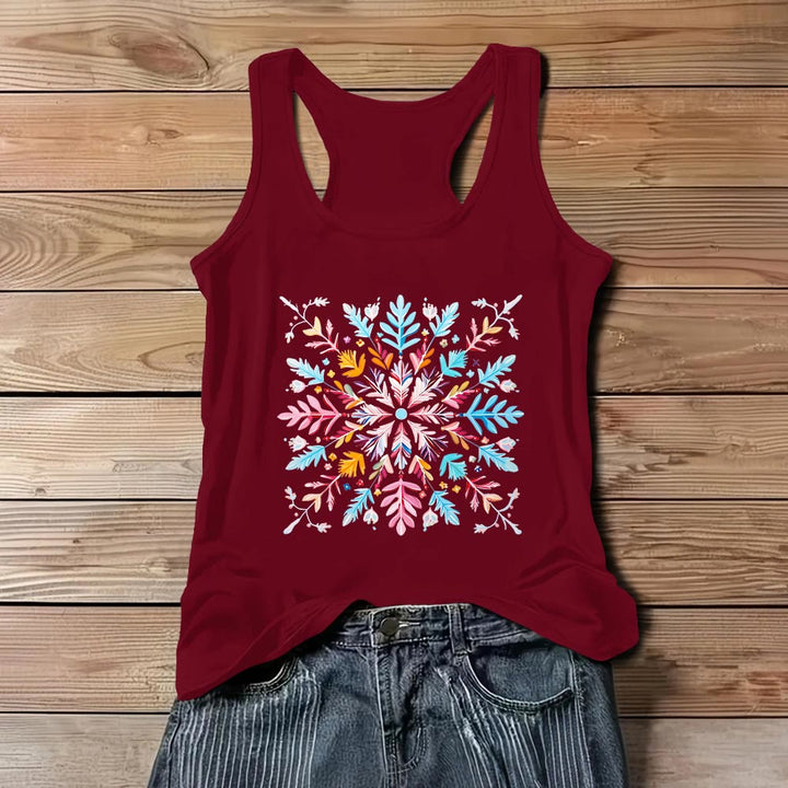 Olivenorma Colorful Mandala Flower Summer T-Shirts for Women Spiritual Tank - Red - 3XL - image 8