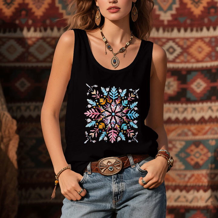Olivenorma Colorful Mandala Flower Summer T-Shirts for Women Spiritual Tank - image 5