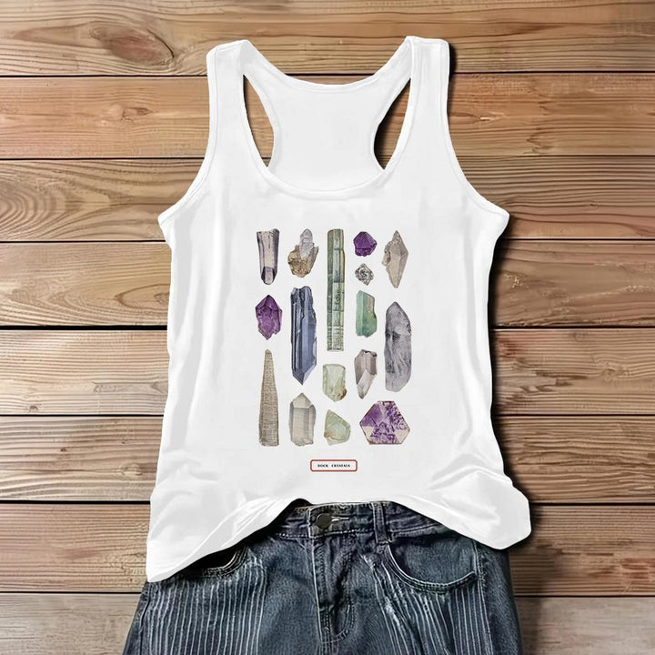 Olivenorma "ROCK CRYSTALS" Minerals Raw Gemstones Ladies Sleeveless T-Shirt   - White - 3XL - image 0