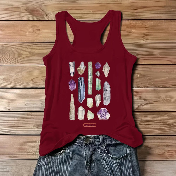 Olivenorma "ROCK CRYSTALS" Minerals Raw Gemstones Ladies Sleeveless T-Shirt   - Red - 3XL - image 8