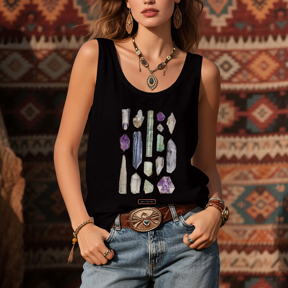 Olivenorma "ROCK CRYSTALS" Minerals Raw Gemstones Ladies Sleeveless T-Shirt   - image 5