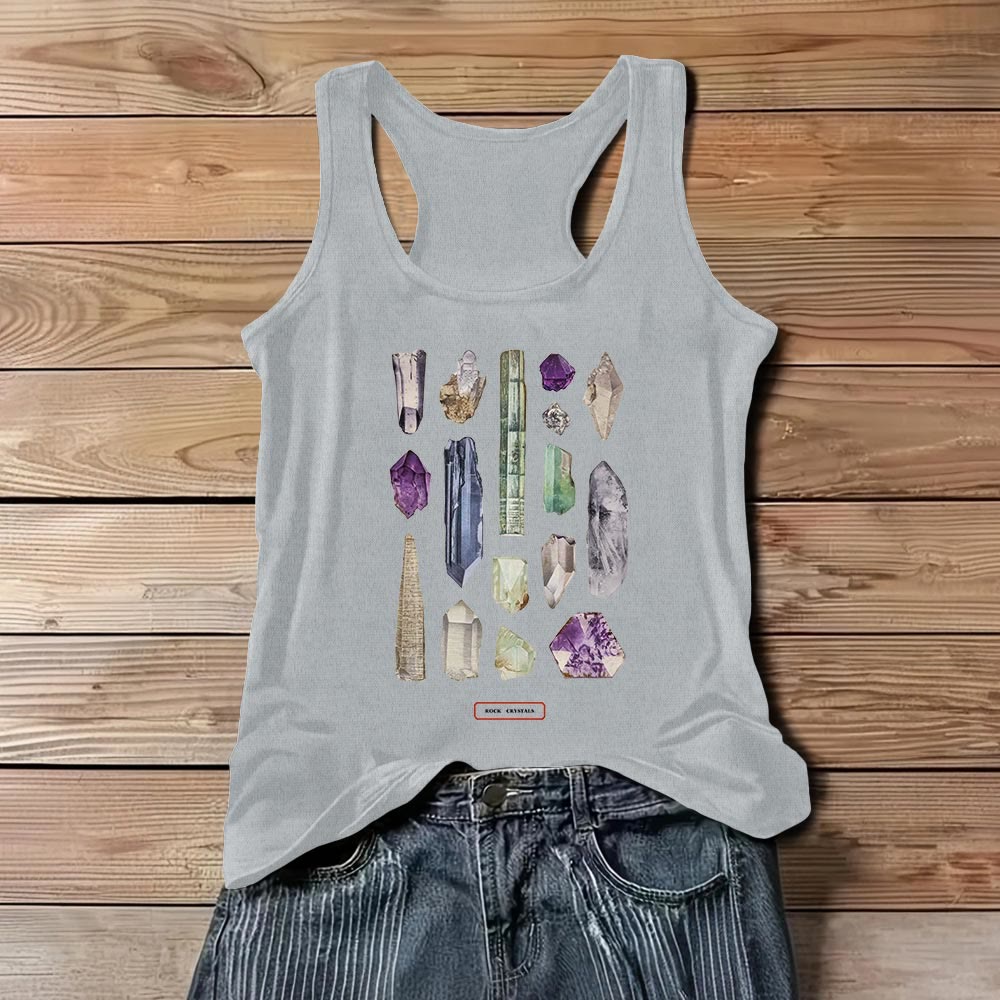 Olivenorma "ROCK CRYSTALS" Minerals Raw Gemstones Ladies Sleeveless T-Shirt   - Gray - 3XL - image 6
