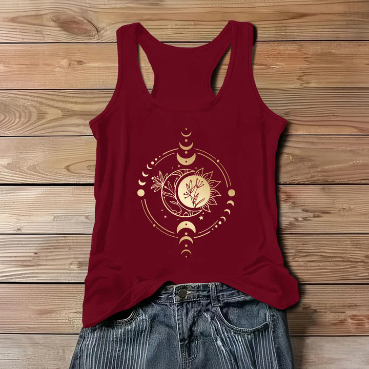 Olivenorma Moom Phase Women's Scoop Neck Tank Top Regular Fit T-Shirt - Red - 3XL - image 8