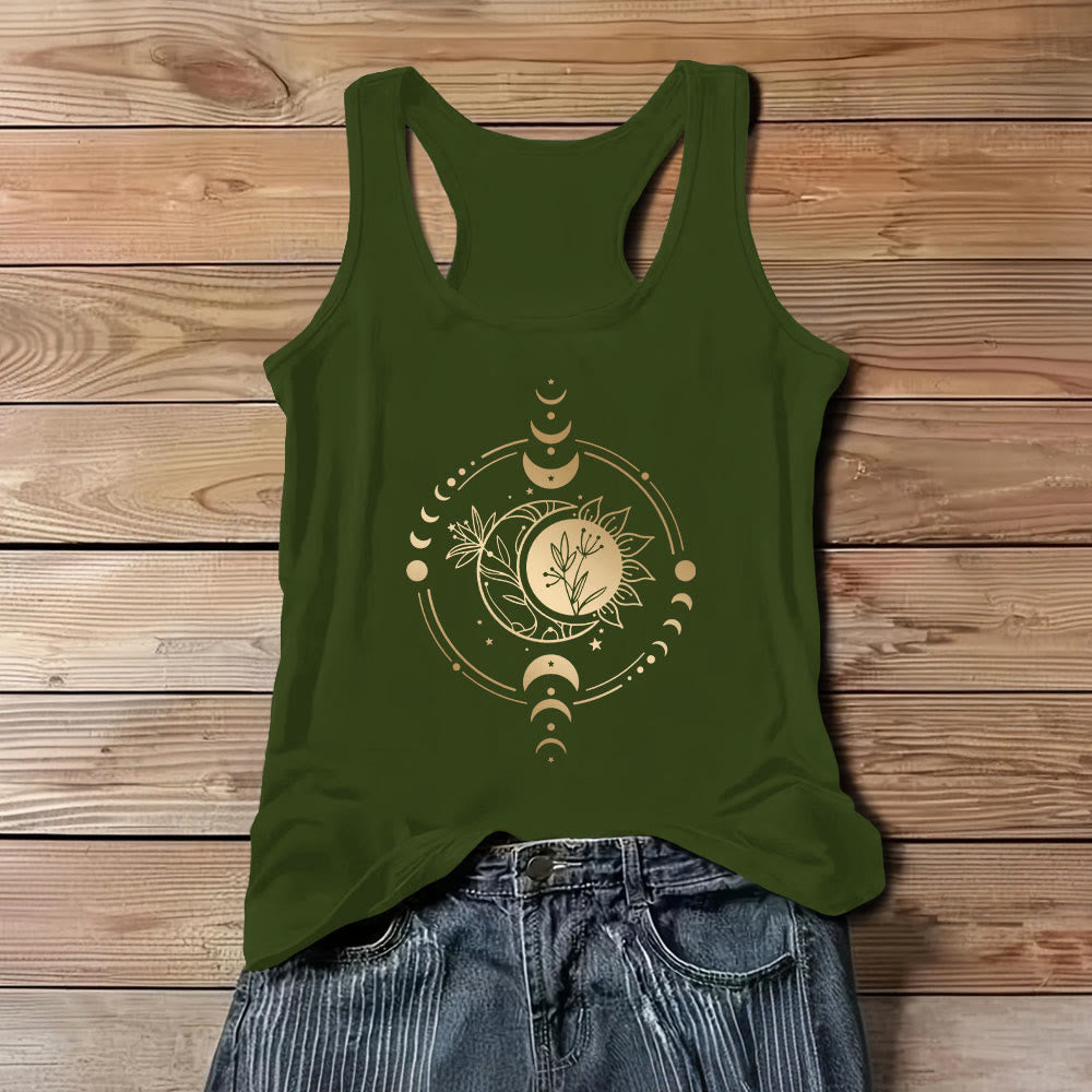 Olivenorma Moom Phase Women's Scoop Neck Tank Top Regular Fit T-Shirt - Green - 3XL - image 10