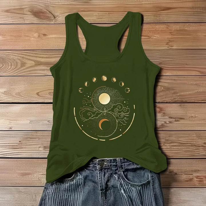 Olivenorma Moon And Sun Mystical Moon Phase Tank Top Boho Sleeveless T-Shirt - Green - 3XL - image 10