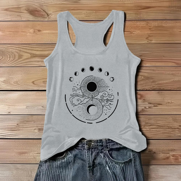 Olivenorma Moon And Sun Mystical Moon Phase Tank Top Boho Sleeveless T-Shirt - Gray - 3XL - image 6