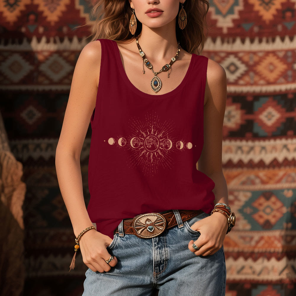 Olivenorma Celestial Mystical Moon Phase Crewneck Sleeveless Women Tank Top Tee - image 9