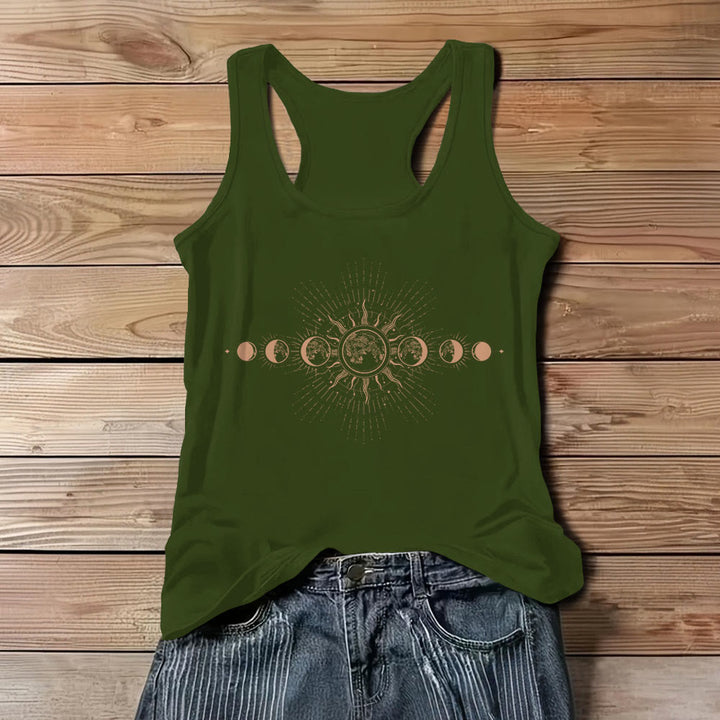 Olivenorma Celestial Mystical Moon Phase Crewneck Sleeveless Women Tank Top Tee - Green - 3XL - image 10