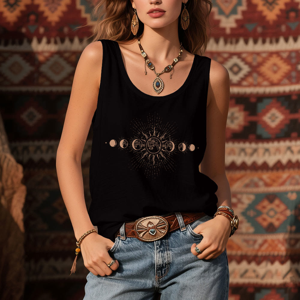 Olivenorma Celestial Mystical Moon Phase Crewneck Sleeveless Women Tank Top Tee - image 5