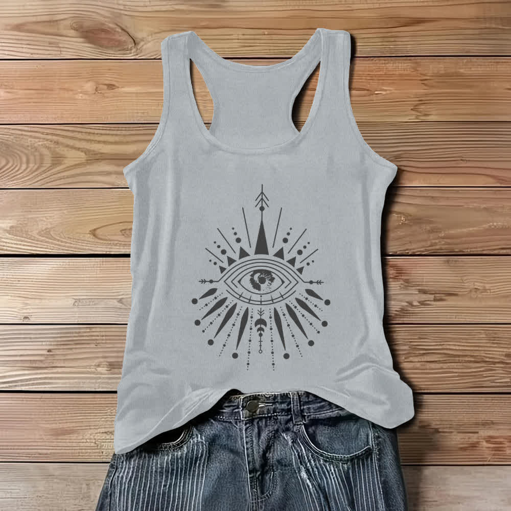 Olivenorma Mandala Eye Flowy Women's Tank Top - Gray - 3XL - image 4