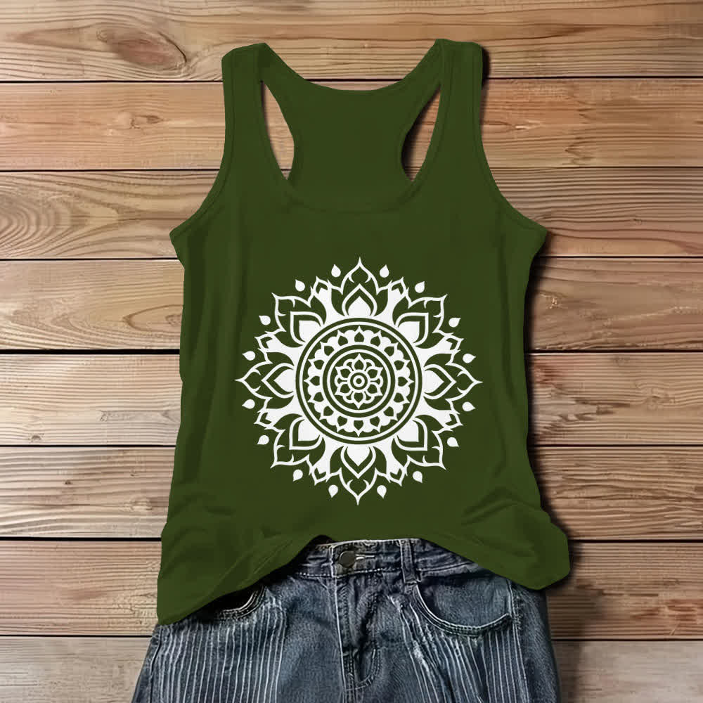 Olivenorma Boho Mandala Flowy Womens Flowy Tank Top - Green - 3XL - image 8
