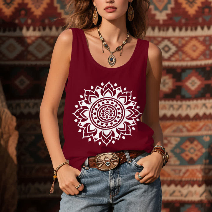Olivenorma Boho Mandala Flowy Womens Flowy Tank Top - image 7