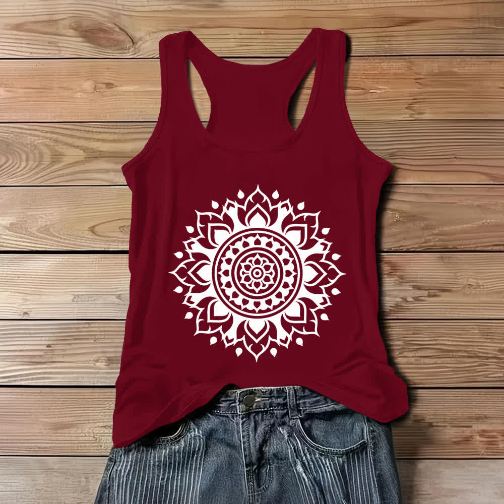 Olivenorma Boho Mandala Flowy Womens Flowy Tank Top - Red - 3XL - image 6