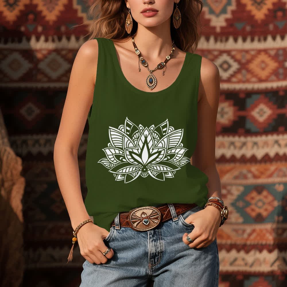 Olivenorma Lotus Flower Yoga Mandala Tank Top - image 9