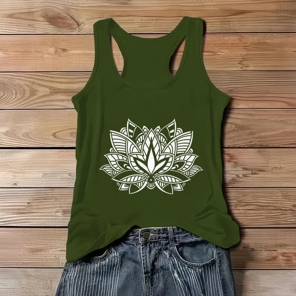 Olivenorma Lotus Flower Yoga Mandala Tank Top - Green - 3XL - image 8