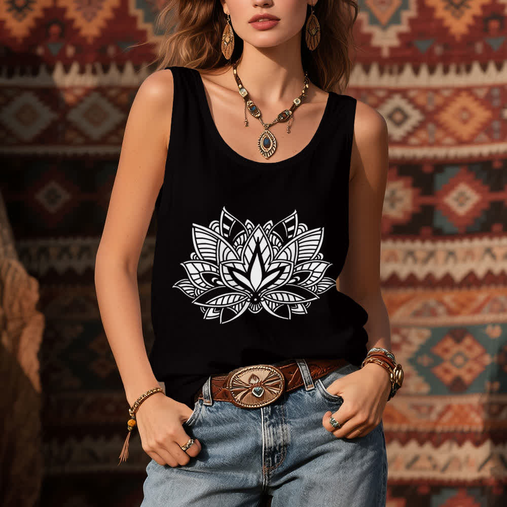 Olivenorma Lotus Flower Yoga Mandala Tank Top - image 5
