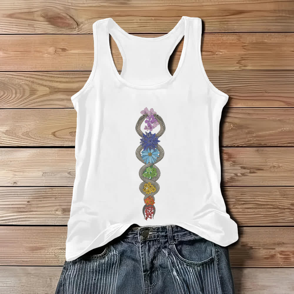 Olivenorma Kundalini Awakening 7 Chakra Tank Top - White - 3XL - image 0