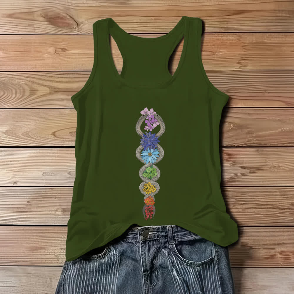 Olivenorma Kundalini Awakening 7 Chakra Tank Top - Green - 3XL - image 8