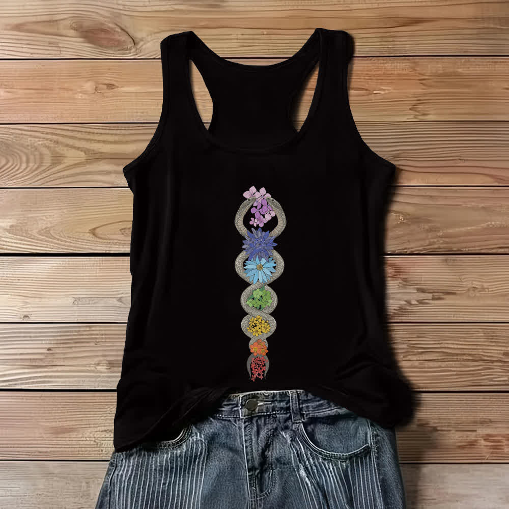 Olivenorma Kundalini Awakening 7 Chakra Tank Top - Black - 3XL - image 2