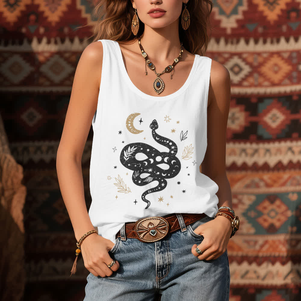 Olivenorma Celestial Snake Design Womens Tank Top - image 1