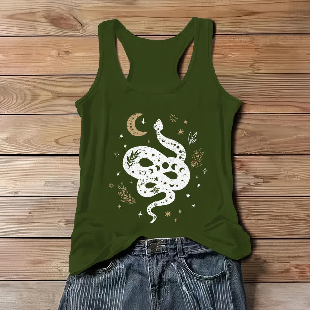 Olivenorma Celestial Snake Design Womens Tank Top - Green - 3XL - image 8