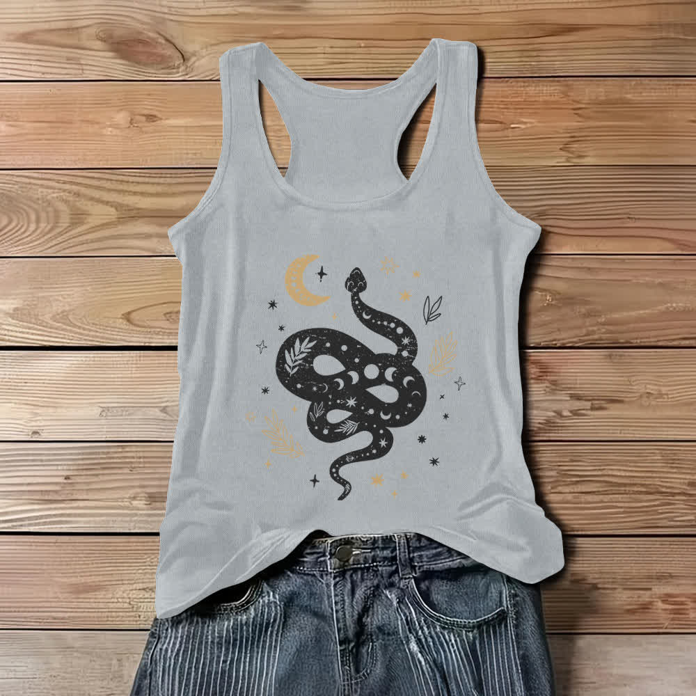 Olivenorma Celestial Snake Design Womens Tank Top - Gray - 3XL - image 4