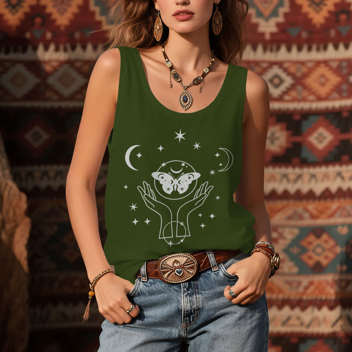 Olivenorma Celestial Butterfly Lunar Prayer Hands Tank Top - image 1
