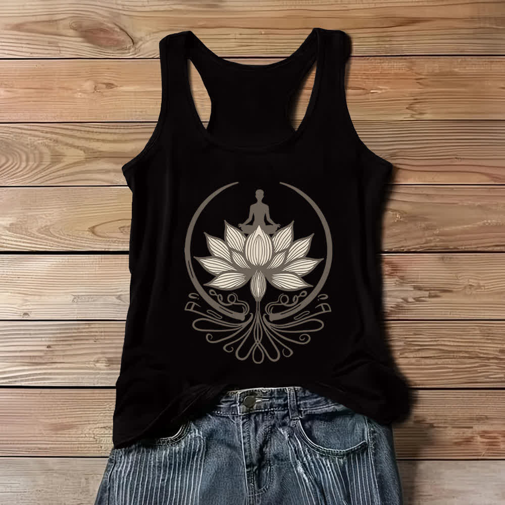 Olivenorma Crew Neck For Lotus Meditation Tank Top - Black - 3XL - image 2