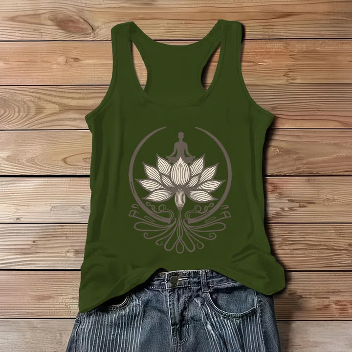 Olivenorma Crew Neck For Lotus Meditation Tank Top - Green - 3XL - image 8