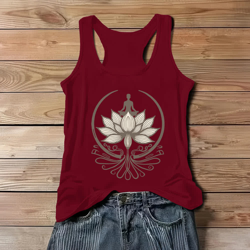 Olivenorma Crew Neck For Lotus Meditation Tank Top - Red - 3XL - image 6
