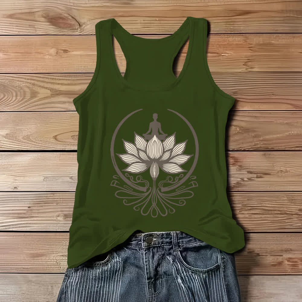 Olivenorma Crew Neck For Lotus Meditation Tank Top - Green - 3XL - image 8