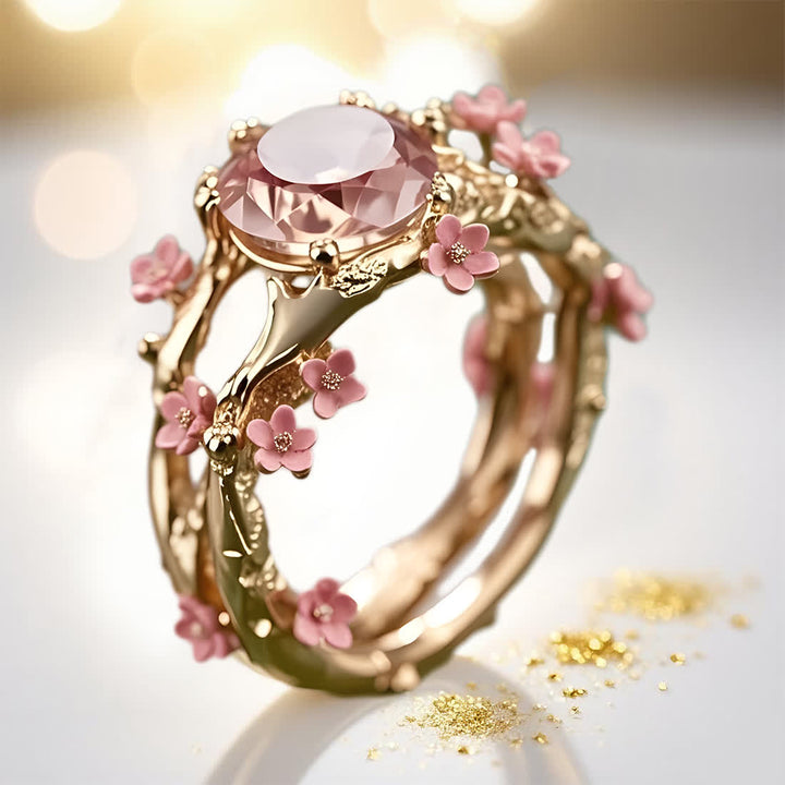 Olivenorma Enchanted Sakura Grove Rose Quartz Ring - Rose Gold - US 10 - image 0