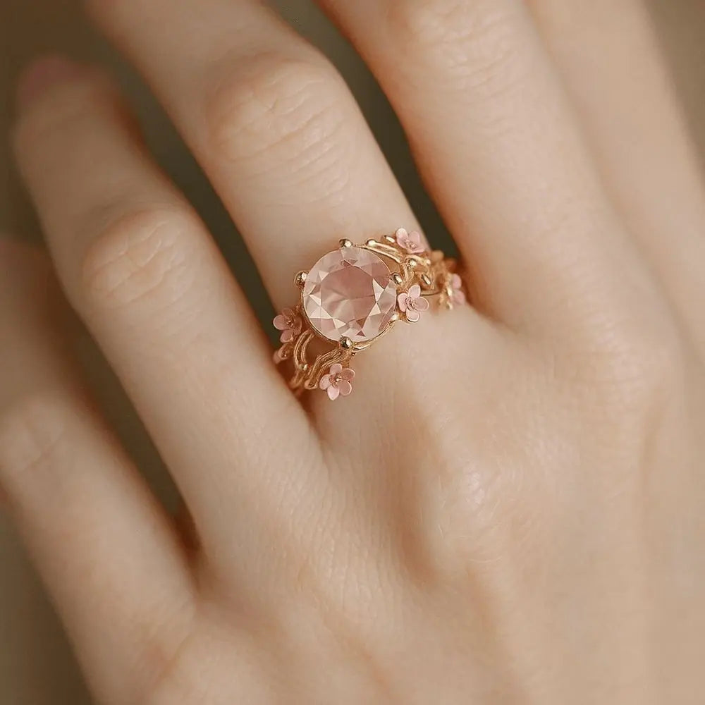 Olivenorma Enchanted Sakura Grove Rose Quartz Ring - image 3