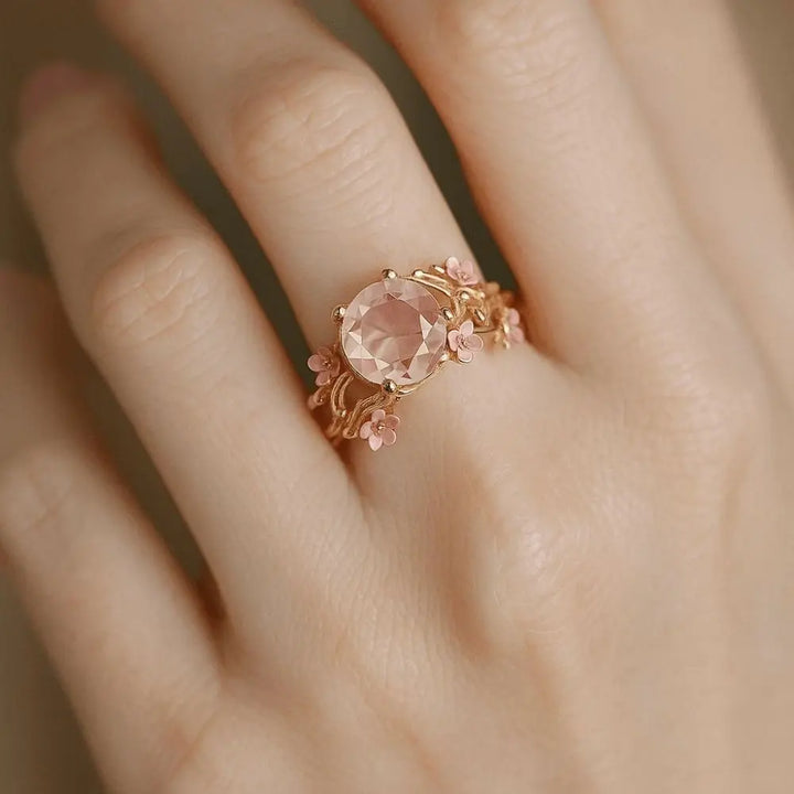 Olivenorma Enchanted Sakura Grove Rose Quartz Ring - image 3