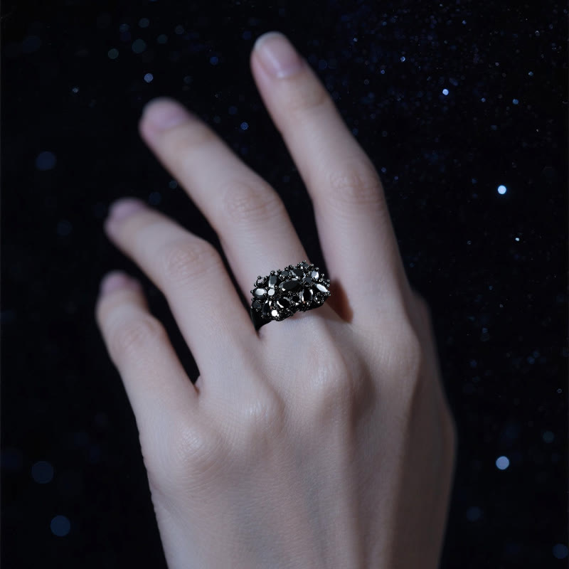 Olivenorma Cassiopeia's Shadow Obsidian Floral Ring - image 1