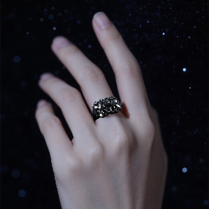 Olivenorma Cassiopeia's Shadow Obsidian Floral Ring - image 1
