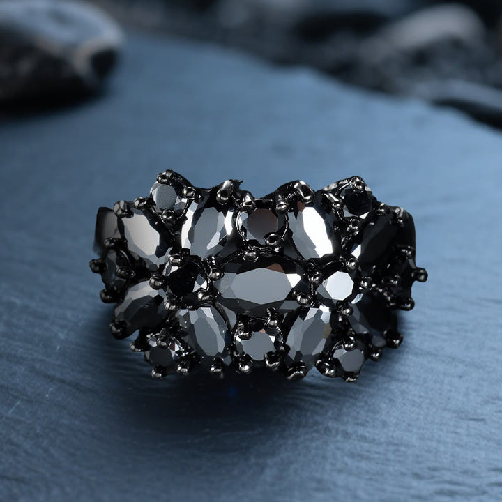 Olivenorma Cassiopeia's Shadow Obsidian Floral Ring - US 10 - image 0