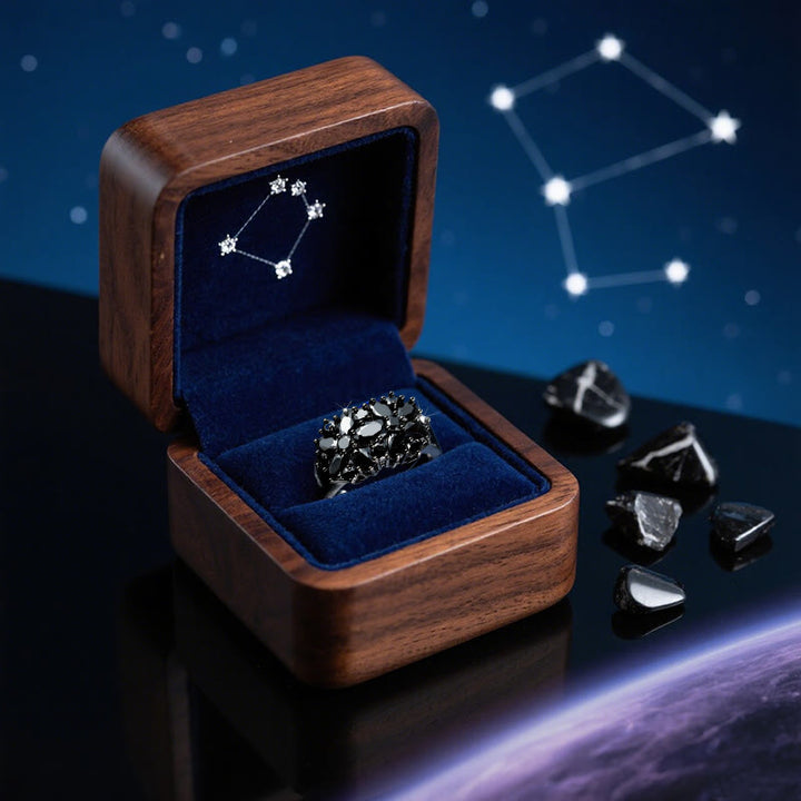 Olivenorma Cassiopeia's Shadow Obsidian Floral Ring - image 2