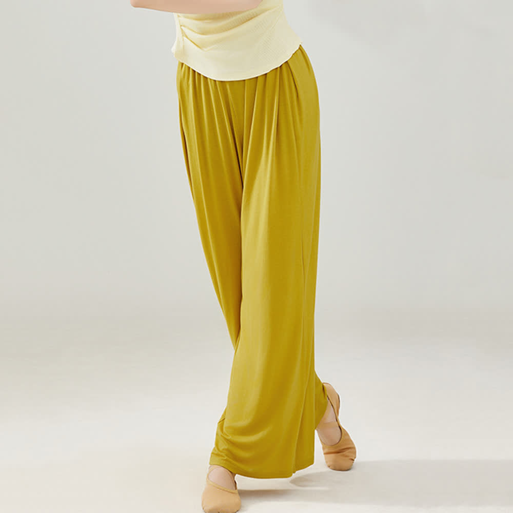 Olivenorma Modal Comfortable Drape Yoga Dance Straight Pants - Yellow - 2XL - image 7