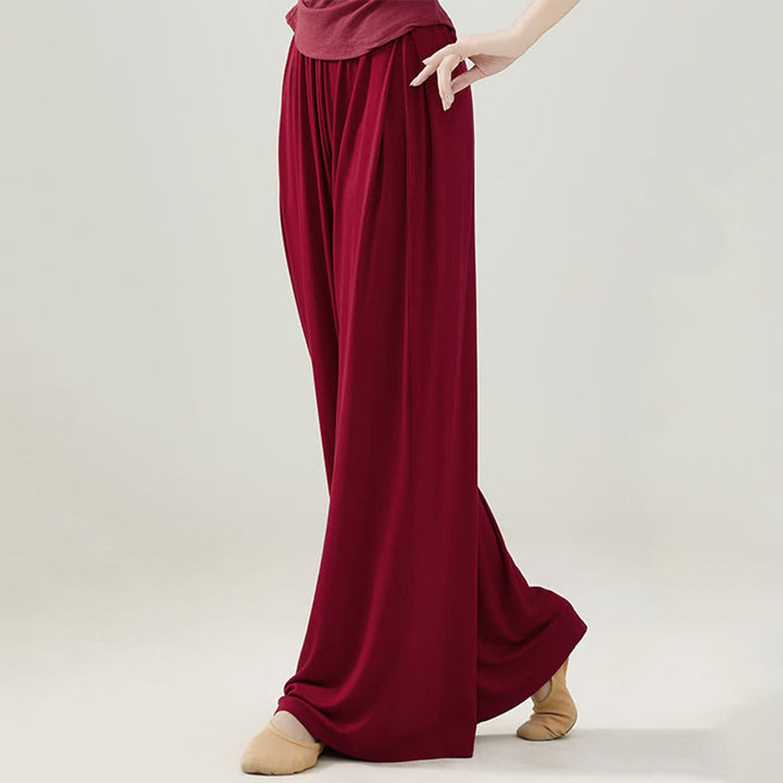 Olivenorma Modal Comfortable Drape Yoga Dance Straight Pants - Red - 2XL - image 17