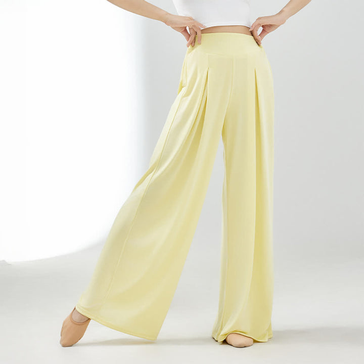 Olivenorma Cuprammonium Rayon Drape Yoga Dance Wide-Leg Pants - Yellow - XL - image 0
