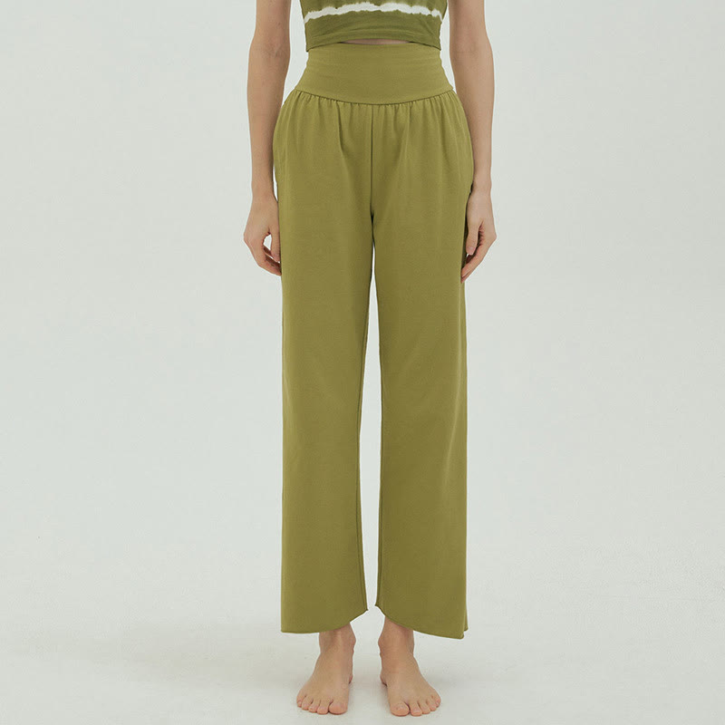Olivenormafor High Waist Loose Fit Sweatpants Wide Leg Yoga Pants - YellowGreen - L - image 34