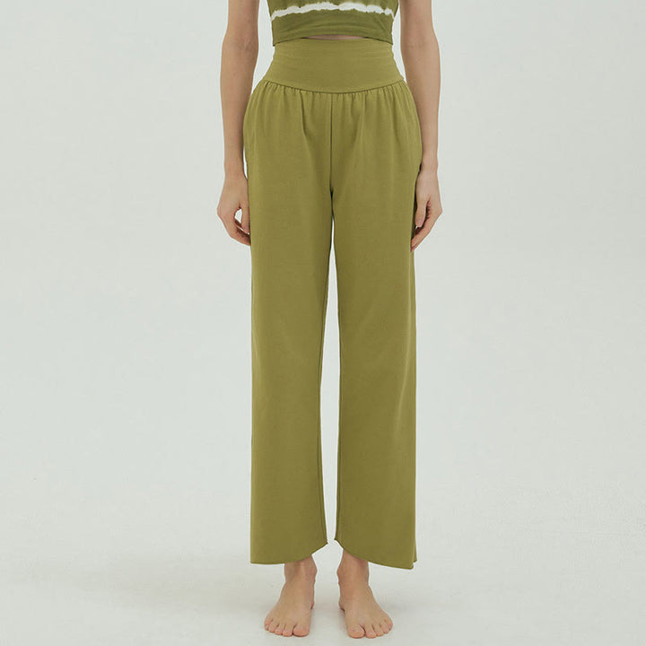 Olivenormafor High Waist Loose Fit Sweatpants Wide Leg Yoga Pants - YellowGreen - L - image 34