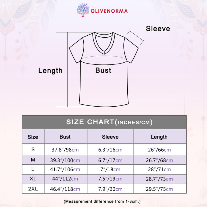 Olivenorma Mandala Floral Tee V-Neck Regular Fit Lotus Spiritual T-Shirt - image 6