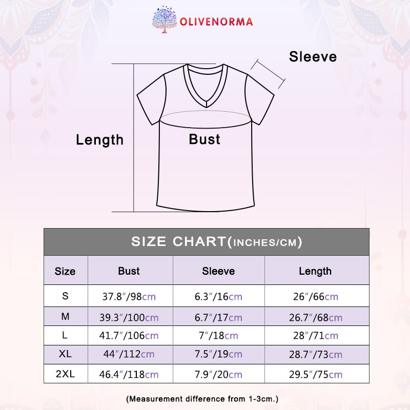 Olivenorma Flower of Life Boho Graphic Tees Casual V-Neck T-Shirt - image 6
