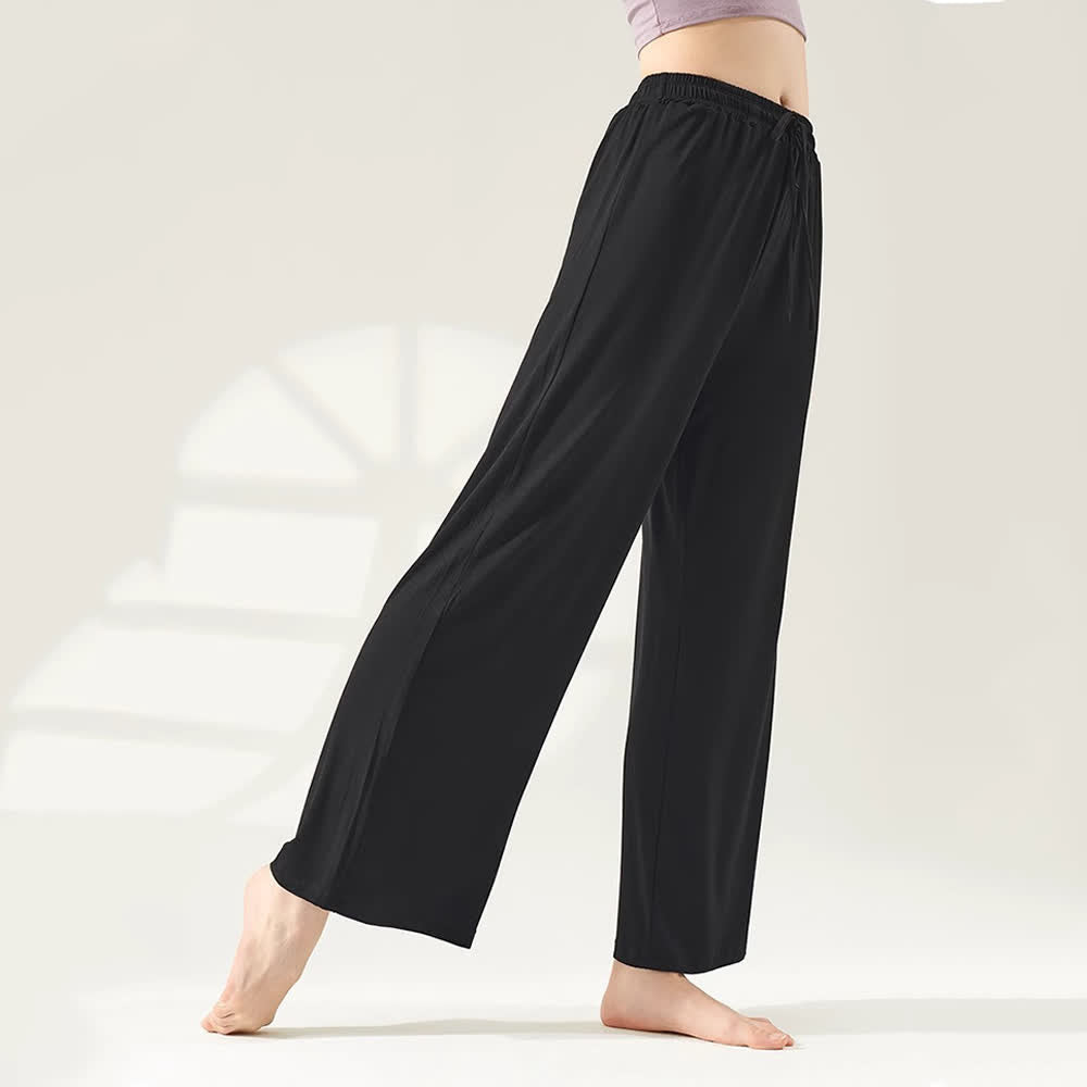 Olivenorma Modal Straight-Leg Wide-Leg Yoga Pants - Black - XL - image 0