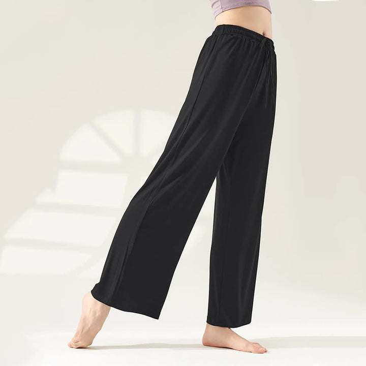 Olivenorma Modal Straight-Leg Wide-Leg Yoga Pants - Black - XL - image 0