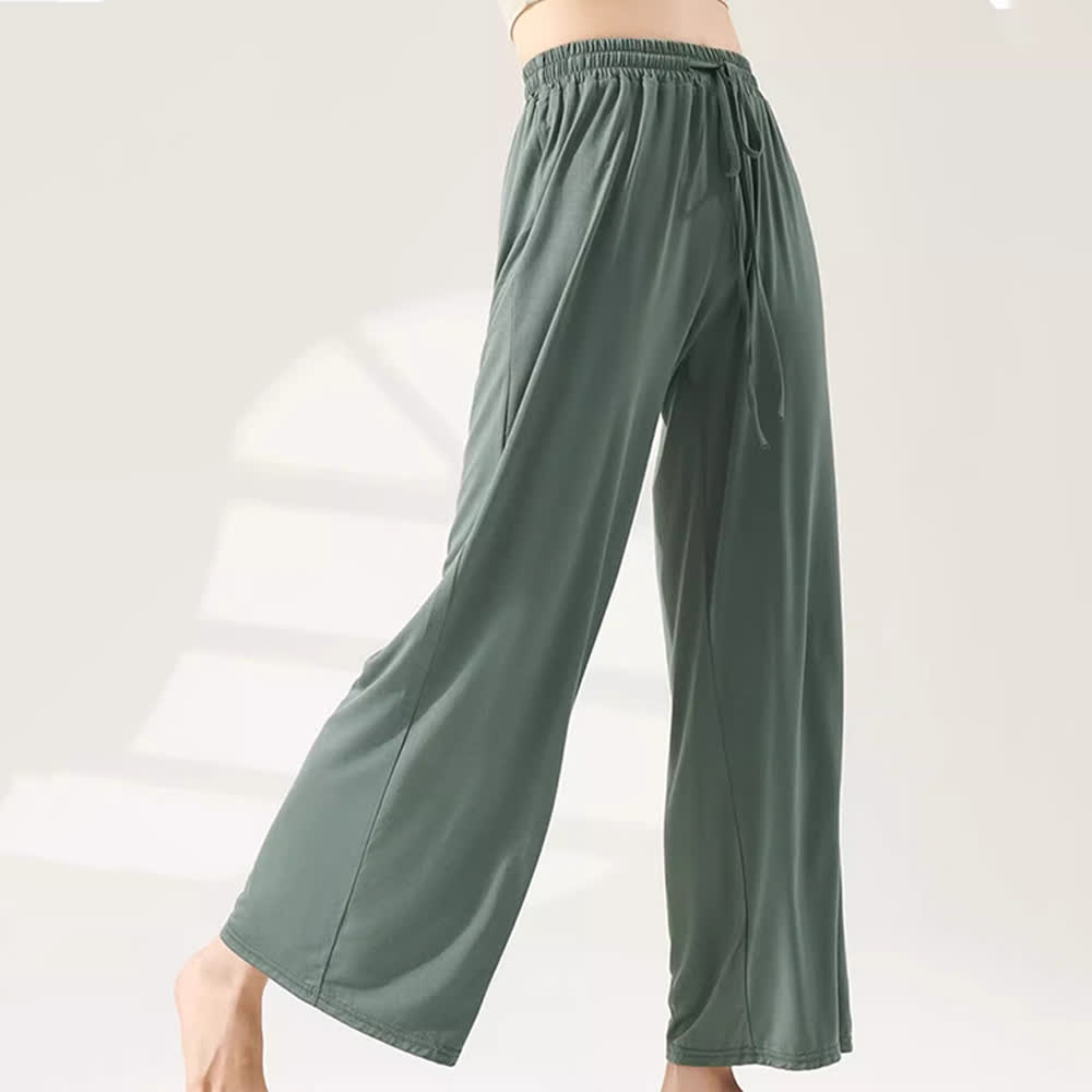 Olivenorma Modal Straight-Leg Wide-Leg Yoga Pants - Gray-Green - XL - image 11