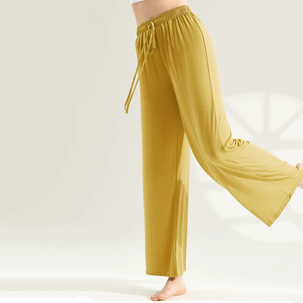 Olivenorma Modal Straight-Leg Wide-Leg Yoga Pants - Yellow - XL - image 14